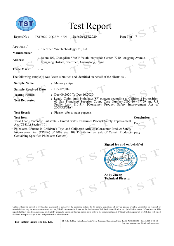 1216 Yize 储存器片 加州65-en